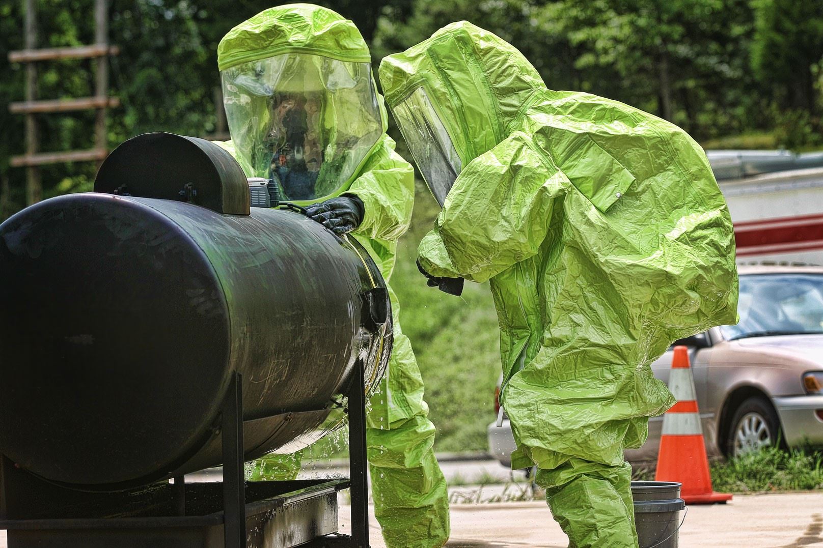 Two People in HazMat Suits
