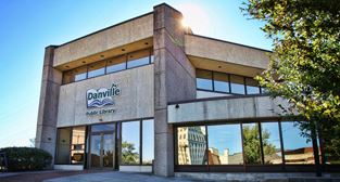 Exterior photo of main branch of the Danville Public Library