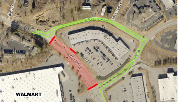 Mount Cross Road detour 