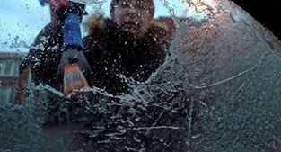 Freezing rain on windshield