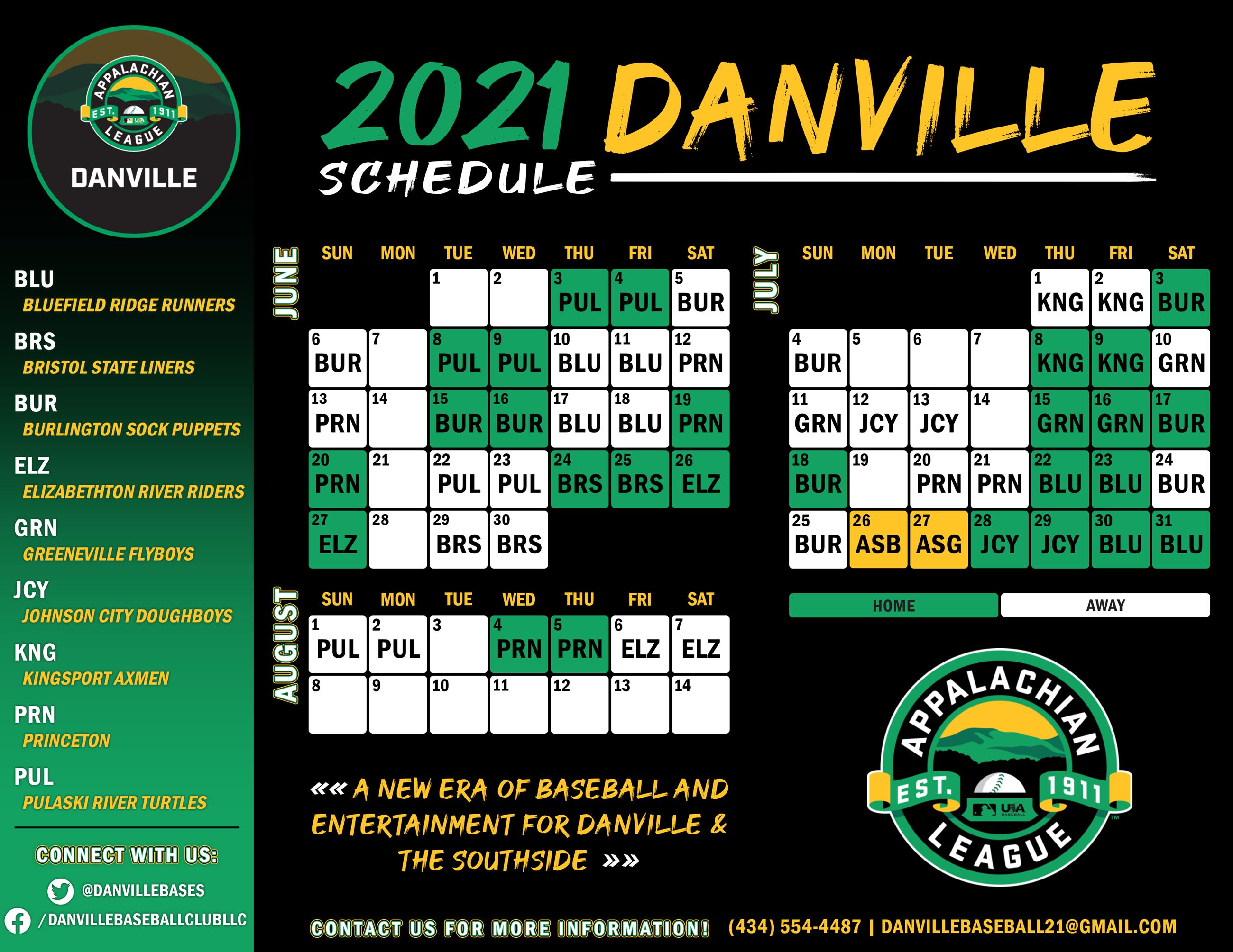 Danville Baseball 2021 Schedule