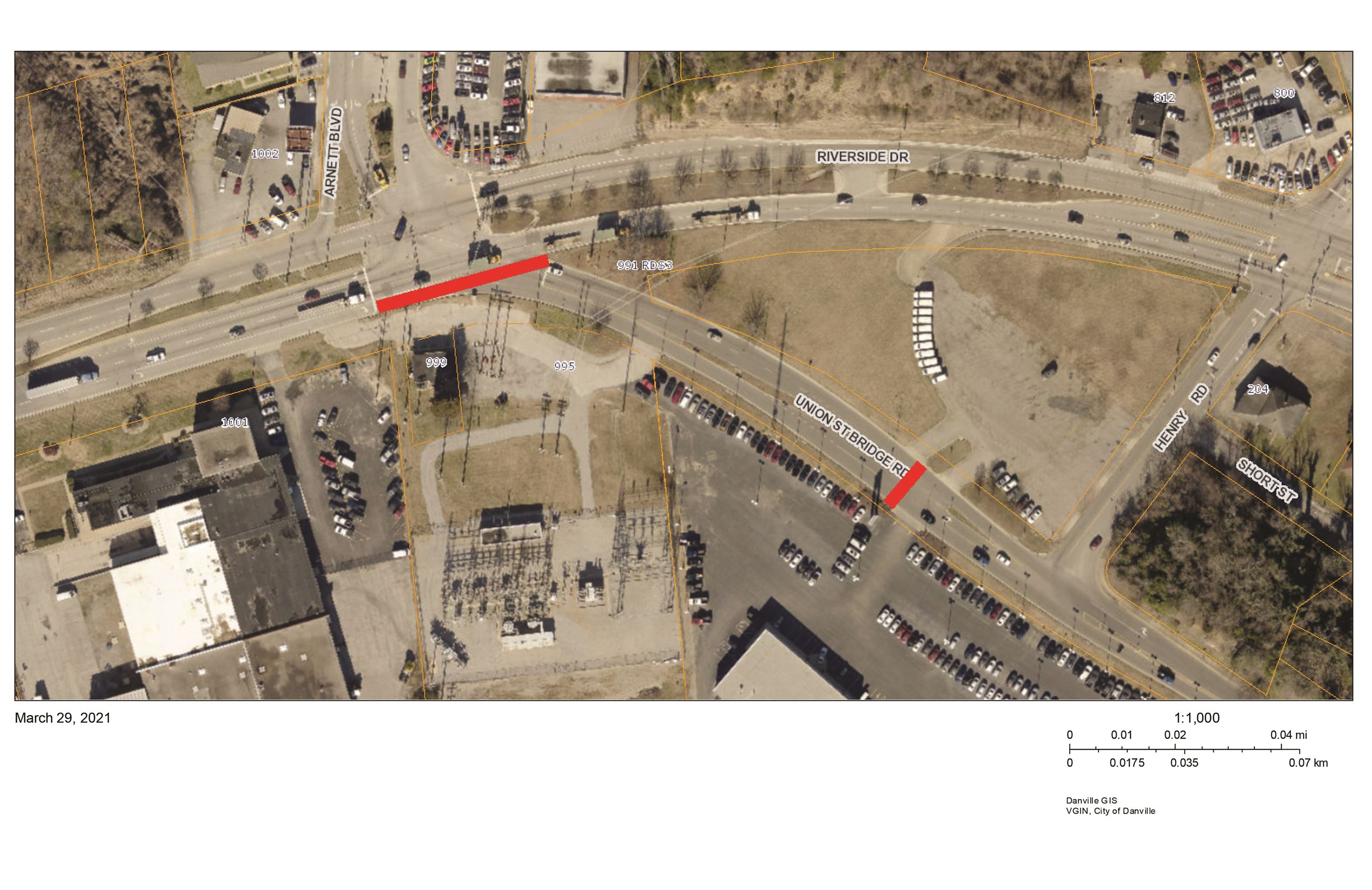 Detour map - Riverside Drive/Union Street Bridge Road