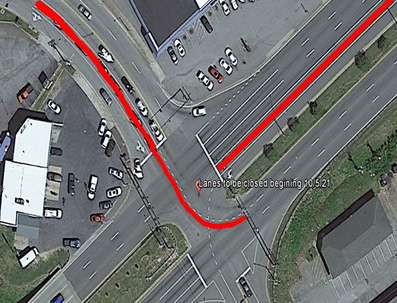 Map of Riverside Drive, Mount Cross Road lane closures