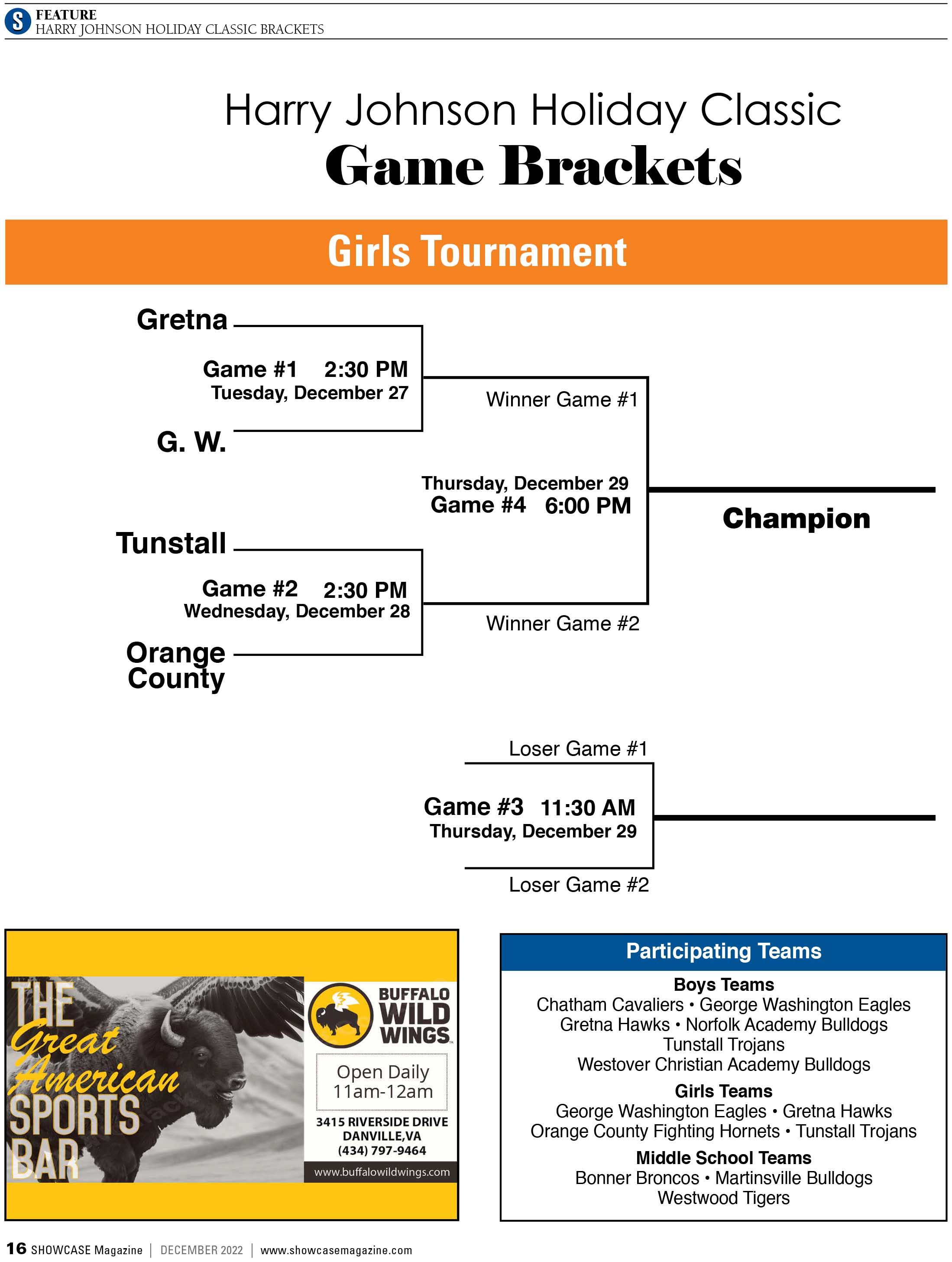 Brackets - Harry Johnson Holiday Classic
