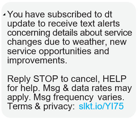 Danville Transit - Text Alert Example