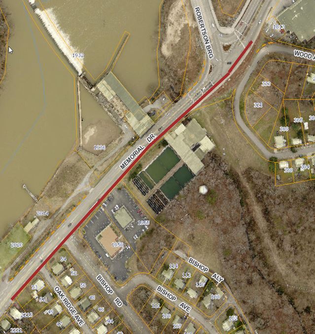 map - Memorial Drive water line installation