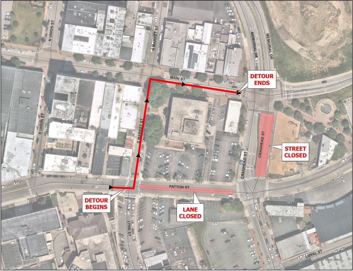 Detour - Craghead Street westbound lanes