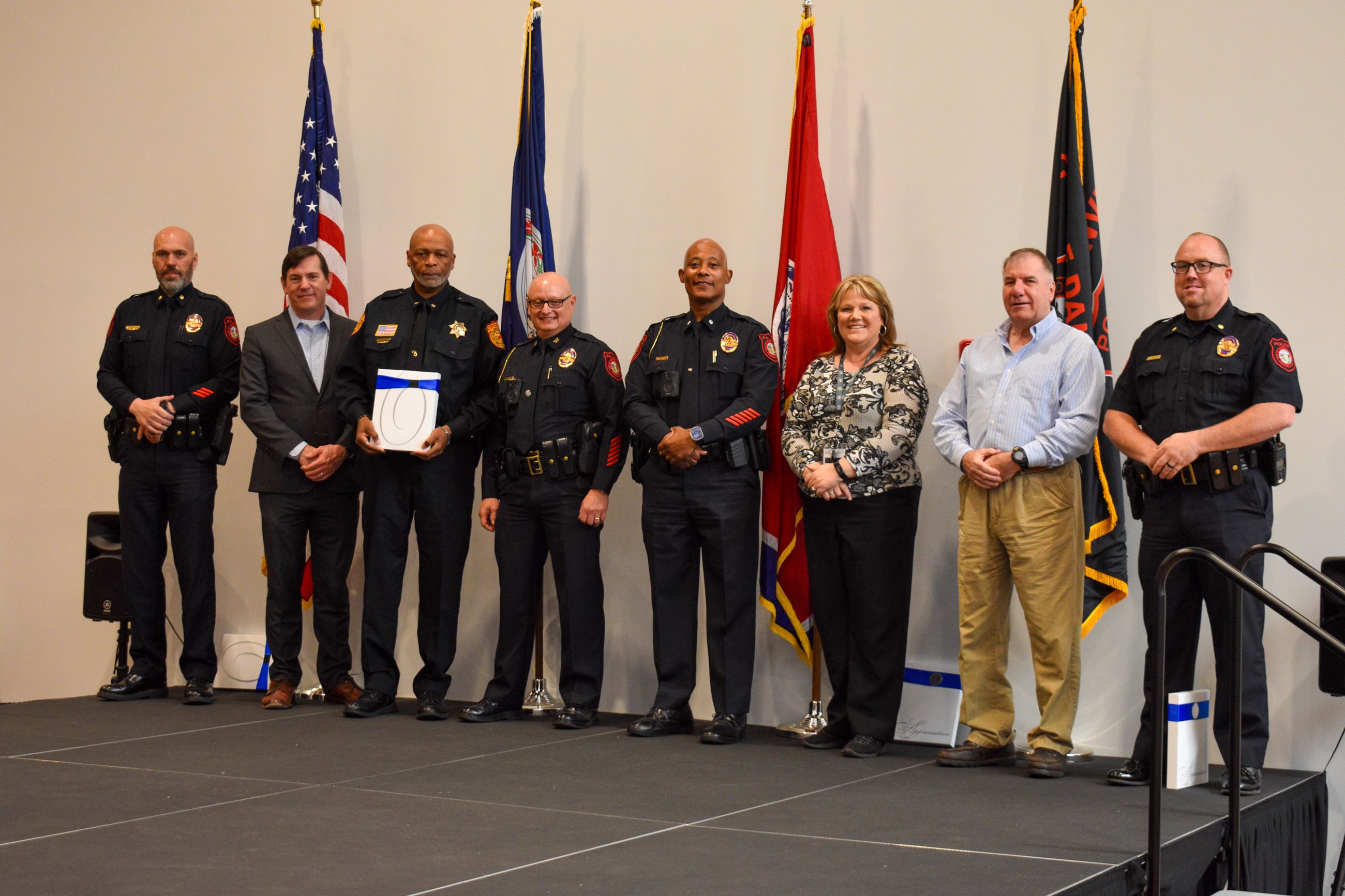 Maj. Roland Witcher honored for 35 years of service.