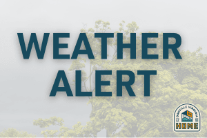 Weather Alert written over an image of a stormy sky