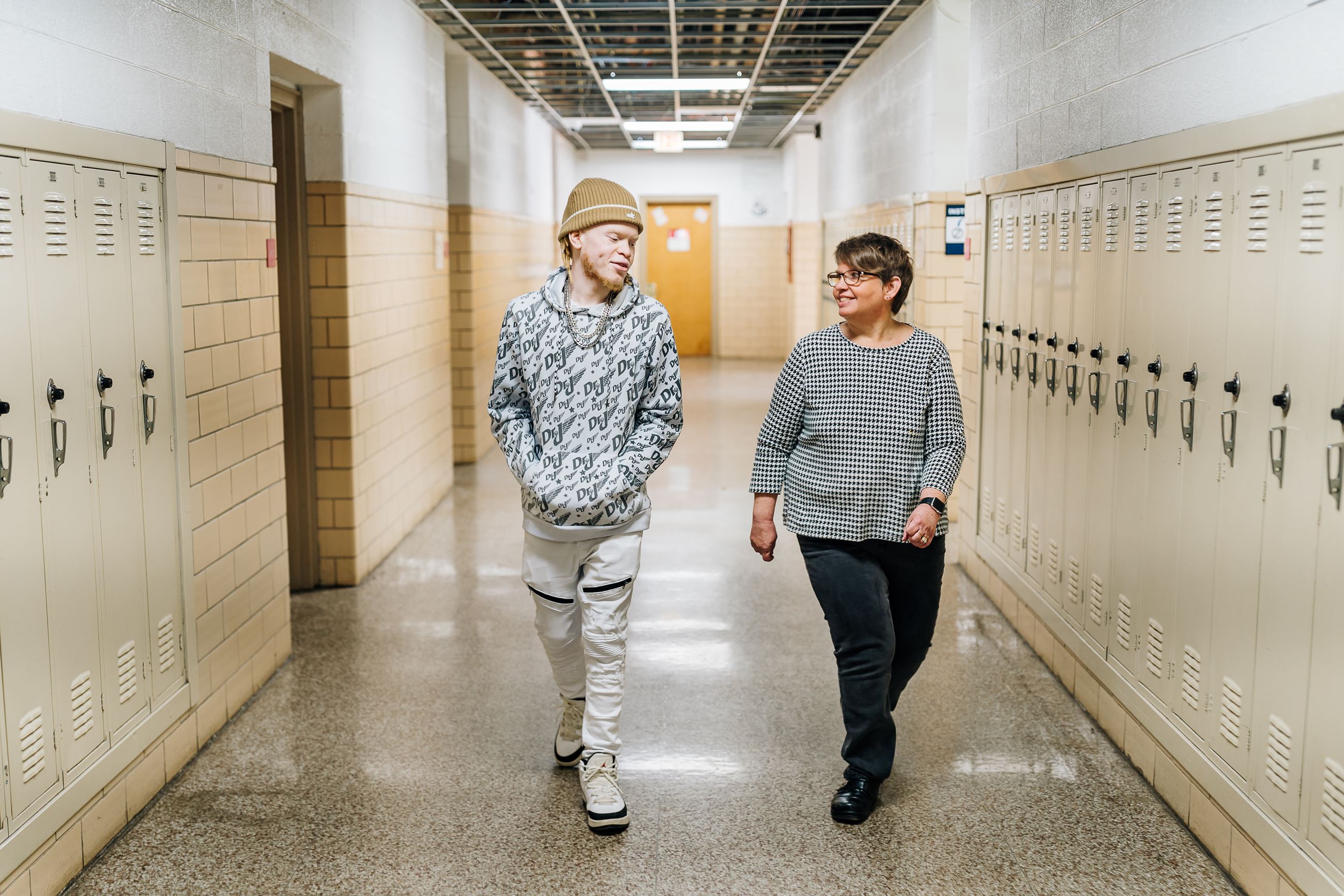 Zamarian Griffin walking through schools