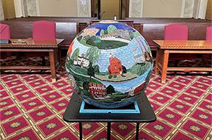 Danville Globe on display in the City Council Chambers