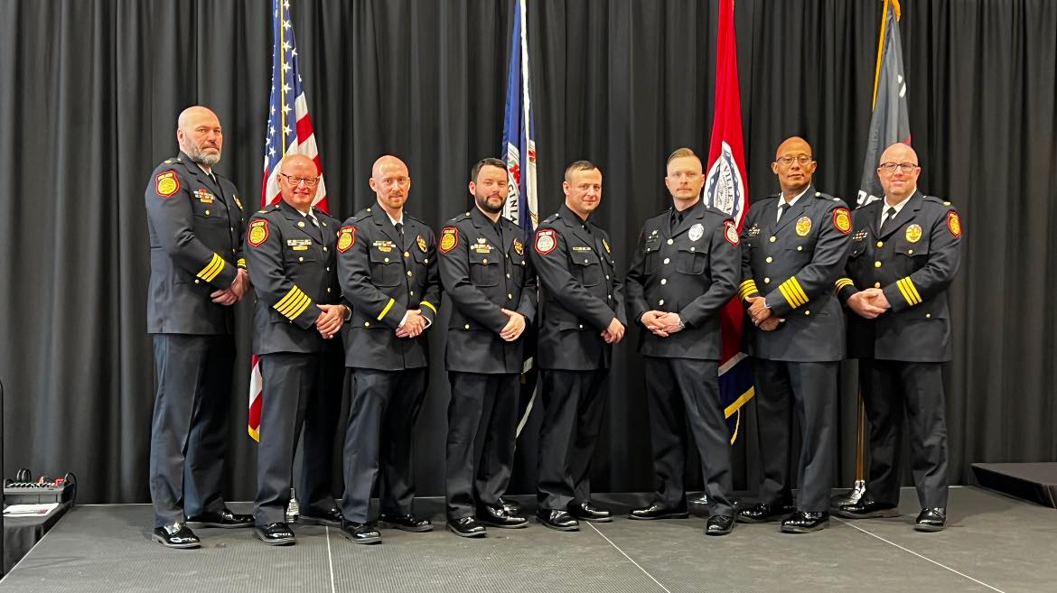 Newly promoted officers with Command Staff March 3, 2025