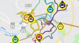 Bus locator service map